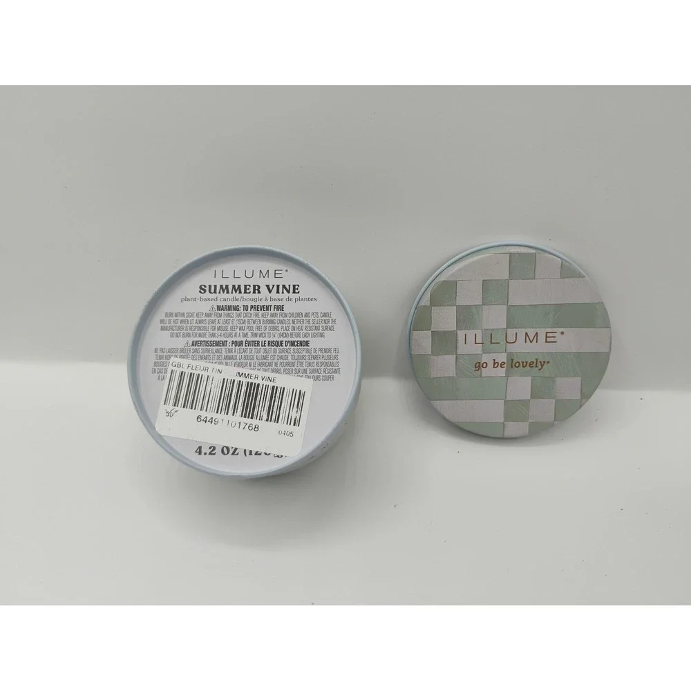 Illume Summer Vine Candle 4.2 oz Green New Go Be Lovely Plant-Based Travel Tin
